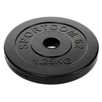 Диск Sportcom обрезиненный, черный, диаметр 26 мм, 1,25 кг