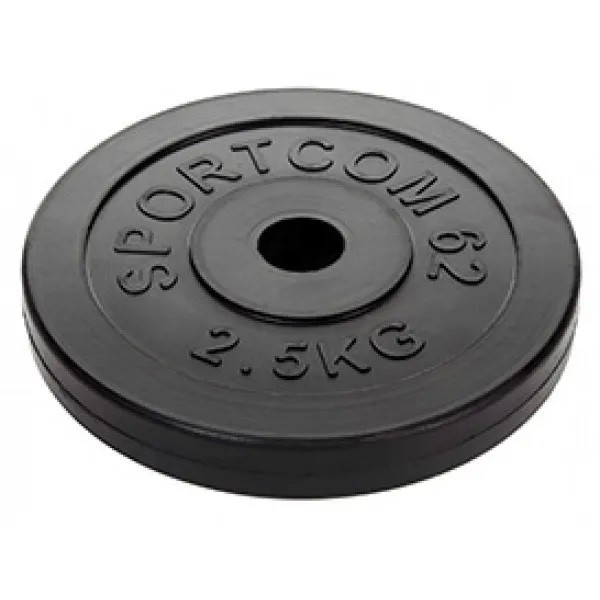 Диск Sportcom обрезиненный, черный, диаметр 26 мм, 2,5 кг