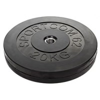 Диск Sportcom обрезиненный, черный, диаметр 26 мм, 20 кг
